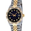 Image 9 : Rolex 2T Blue Vignette Pyramid Diamond Oyster Perpetual Datejust 36MM