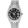 Image 3 : Rolex Mens Stainless Steel Black Roman Diamond Datejust Wristwatch 36MM