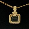Image 6 : 14K Yellow Gold 3.77 ctw VS Diamond Green Amethyst Pendant w/ 20" Curb Chain