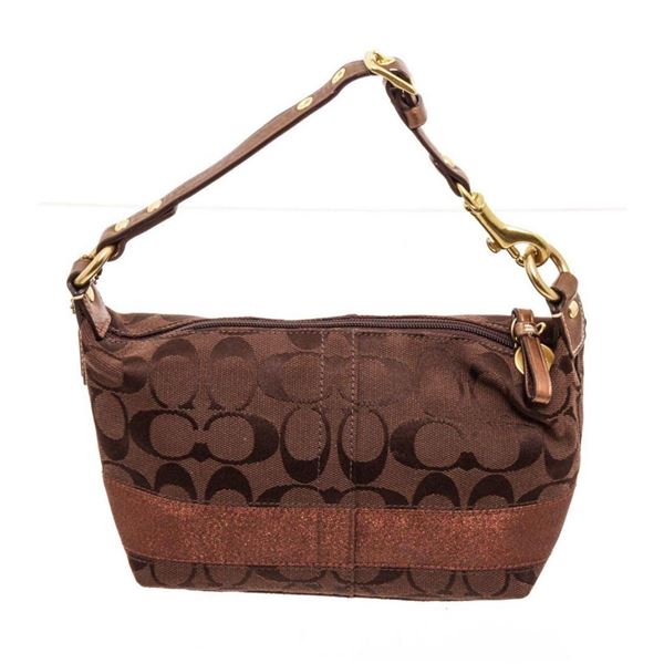 Coach Brown Jacquard Canvas Petite Legacy Shoulder Bag