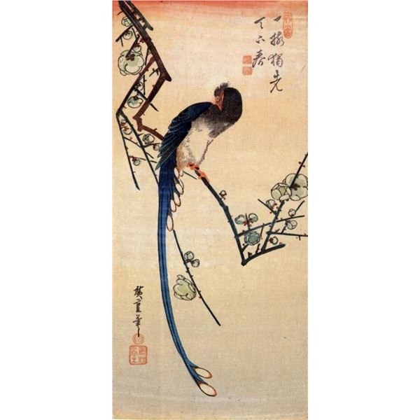 Hiroshige Blue Bird on a Plum Tree