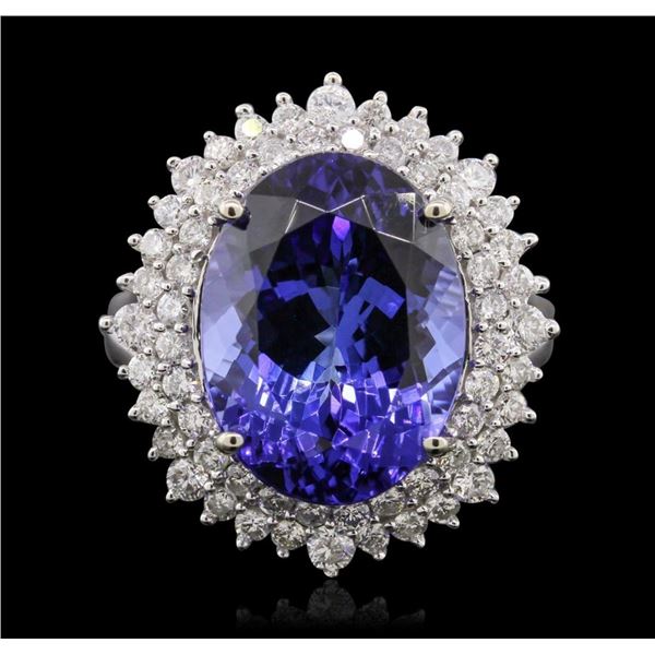 14KT White Gold 11.01 ctw GIA Certified Tanzanite and Diamond Ring