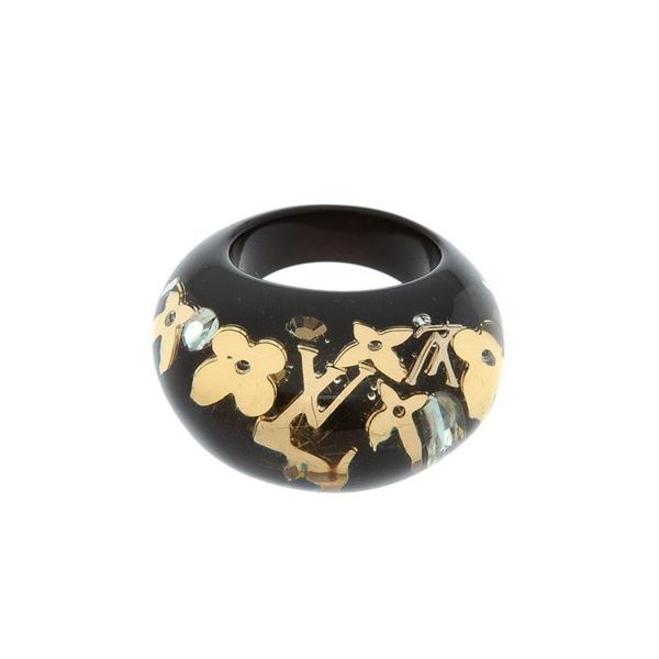 Louis Vuitton Black Inclusion Ring US 6.5