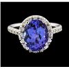 Image 2 : 3.80 ctw Tanzanite and Diamond Ring - 14KT White Gold