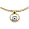 Image 2 : 0.36 ctw Diamond and Pearl Pendant And Chain - 14 & 18KT Yellow And White Gold