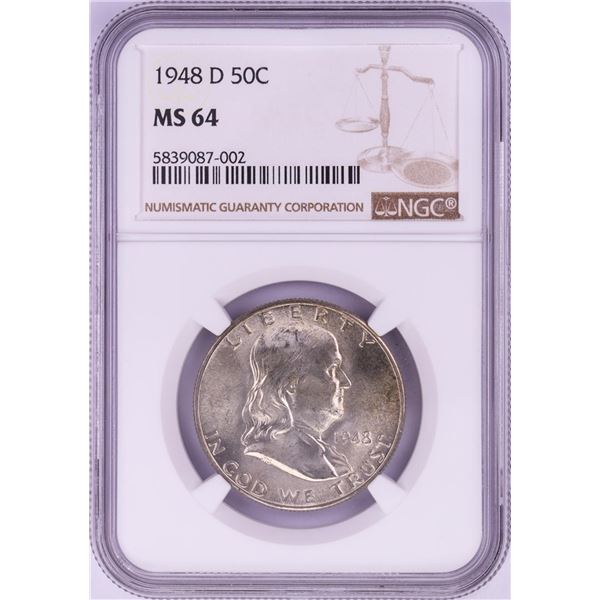1948-D Franklin Half Dollar Coin NGC MS64
