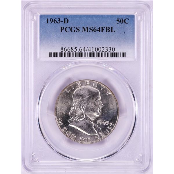 1963-D Franklin Half Dollar Coin PCGS MS64FBL