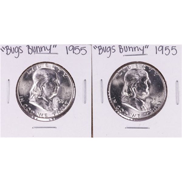 Lot of (2) 1955 "Bugs Bunny" Franklin Half Dollar Coins