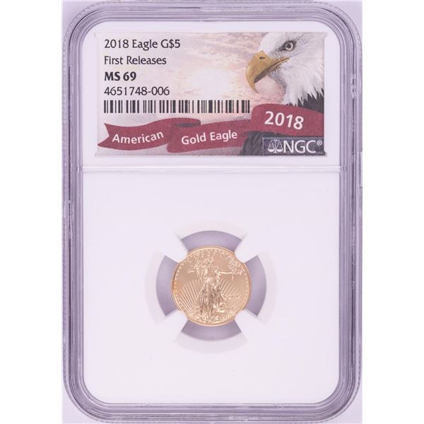 2018 $5 American Gold Eagle Coin NGC MS69 First Releases