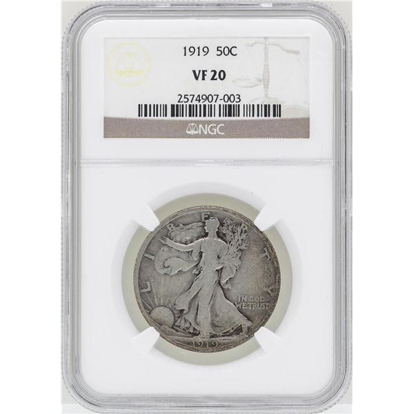 1919 Walking Liberty Half Dollar Coin NGC VF20
