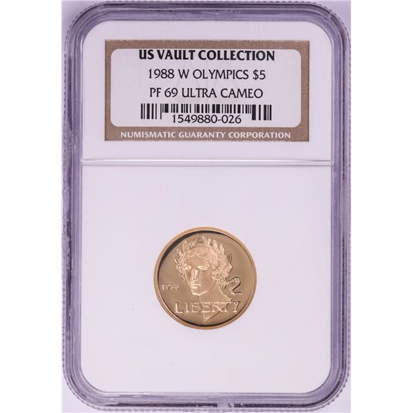 1988-W $5 Proof Olympics Commemorative Gold Coin NGC PF69 Ultra Cameo