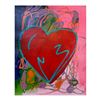 Image 1 : Steve Kaufman (1960-2010) "Mini Heart" Original Mixed Media on Canvas