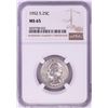 Image 1 : 1952-S Washington Quarter Coin NGC MS65