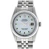 Image 1 : Rolex Men's Stainless Steel MOP Diamond & Emerald Datejust Wristwatch
