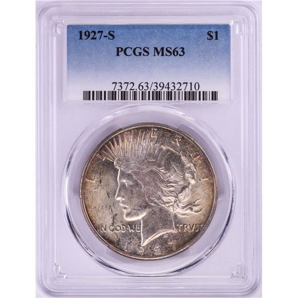 1927-S $1 Peace Silver Dollar Coin PCGS MS63