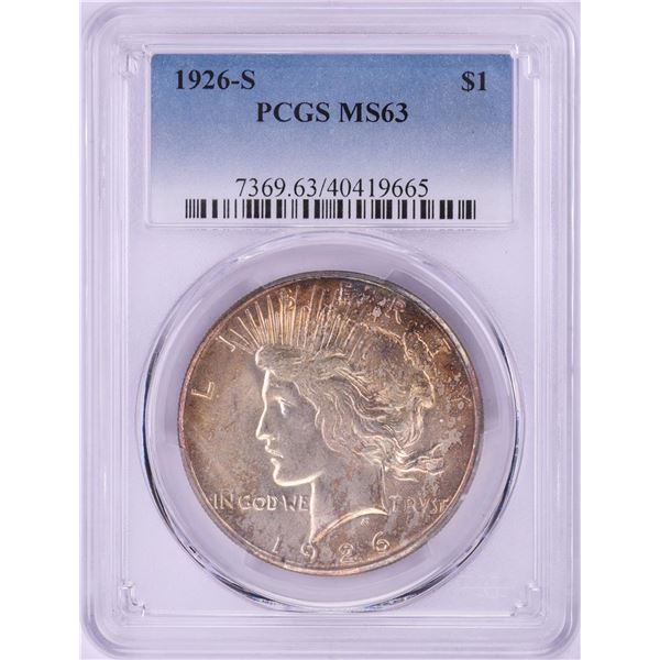1926-S $1 Peace Silver Dollar Coin PCGS MS63 Nice Toning