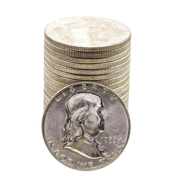 Roll of (20) Brilliant Uncirculated 1953-D Franklin Half Dollar Coins