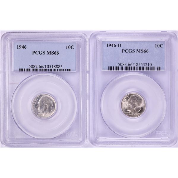 Lot of 1946 to 1946-D Roosevelt Dime Coins PCGS MS66