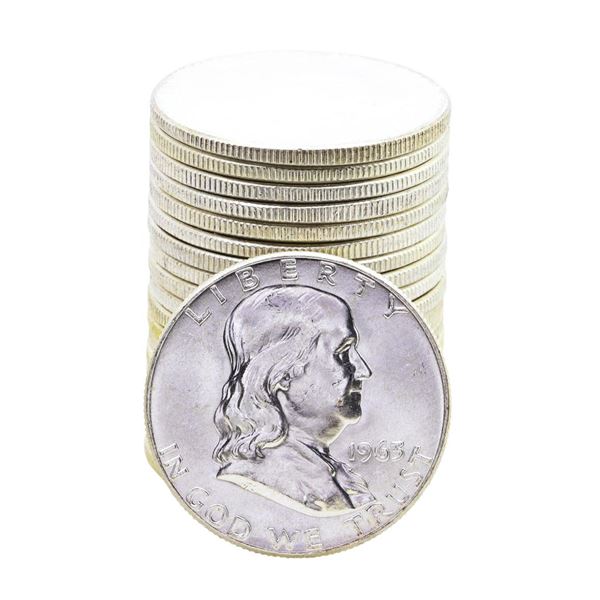Roll of (20) Brilliant Uncirculated 1963 Franklin Half Dollar Coins