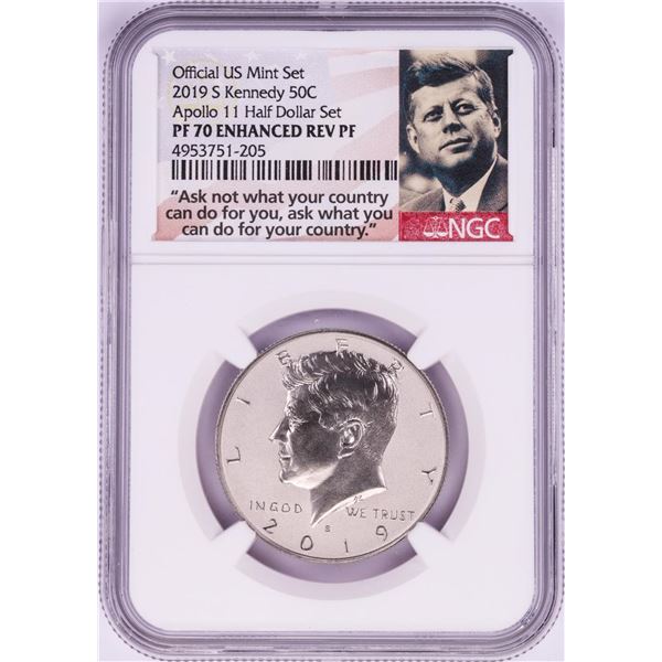 2019-S Reverse Proof Kennedy Half Dollar Coin NGC PF70 Enhanced Rev PF