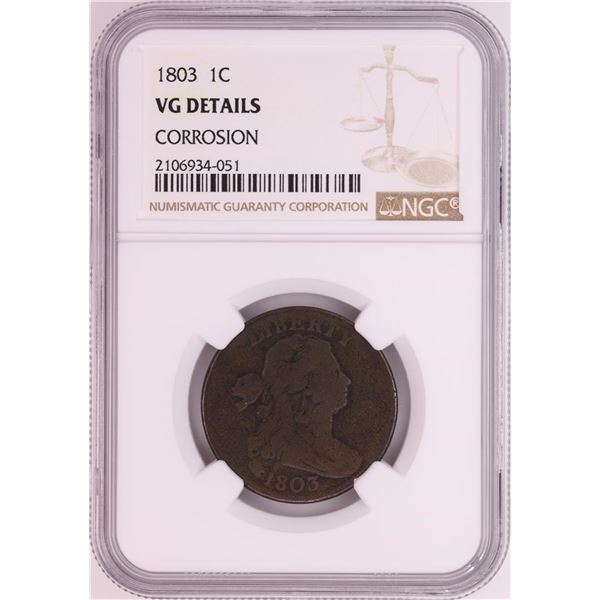 1803 Draped Bust Large Cent Coin NGC VG Details