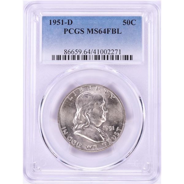 1951-D Franklin Half Dollar Coin PCGS MS64FBL
