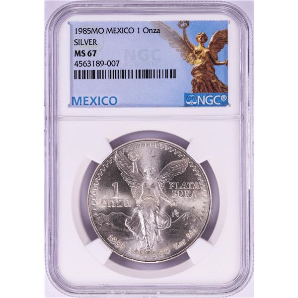 1985Mo Mexico 1 Onza Libertad Silver Coin NGC MS67