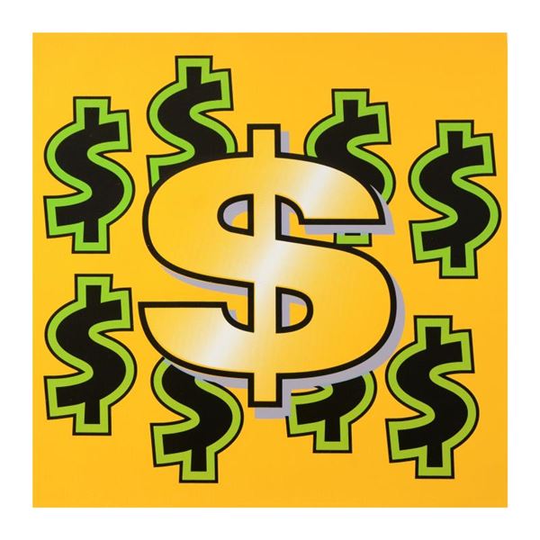 Steve Kaufman (1960-2010) "Dollar Sign (Yellow Background)" Original Serigraph on Canvas