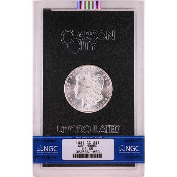 1881-CC $1 Morgan Silver Dollar Coin GSA Hoard Uncirculated NGC MS65