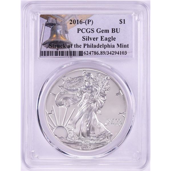 2016-P $1 American Silver Eagle Coin PCGS Gem BU Struck at the Philadelphia Mint