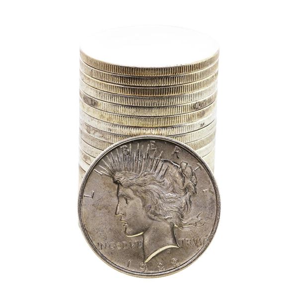 Roll of (20) Brilliant Uncirculated 1922 $1 Peace Silver Dollar Coins