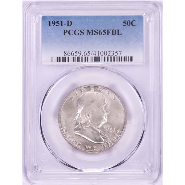1951-D Franklin Half Dollar Coin PCGS MS65FBL