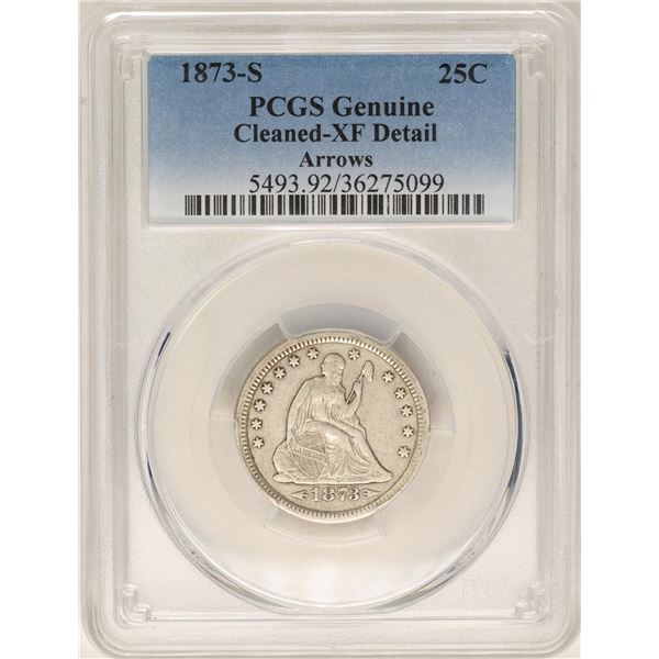1873-S Seated Liberty Quarter Coin PCGS XF Details