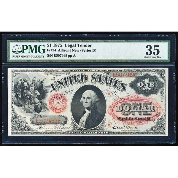 1875 $1 Legal Tender Note Fr.24 PMG Choice Very Fine 35