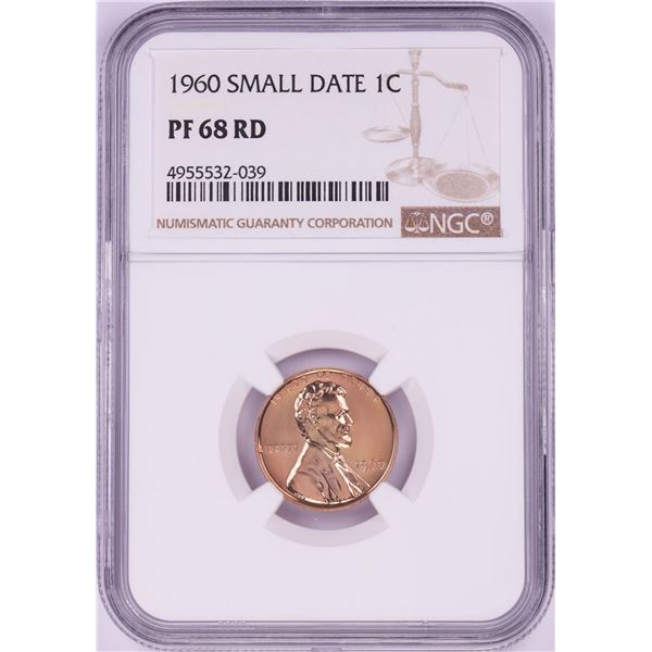 1960 Small Date Proof Lincoln Memorial Cent Coin NGC PF68RD