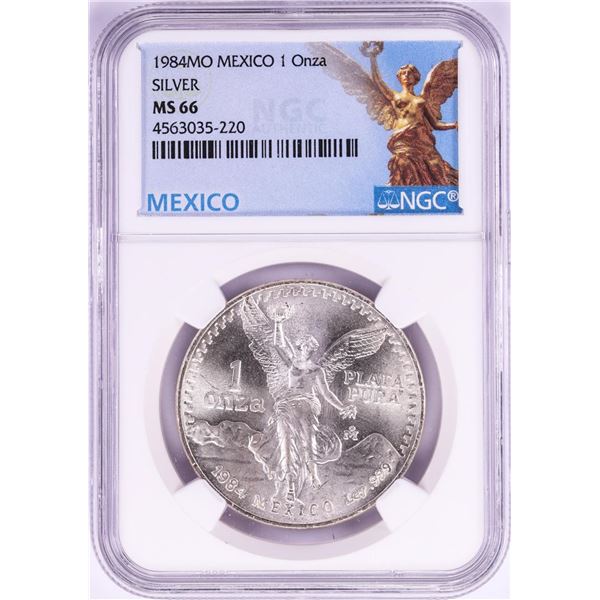 1984Mo Mexico 1 Onza Libertad Silver Coin NGC MS66
