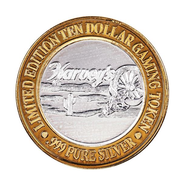 .999 Fine Silver Harveys Resort Lake Tahoe, Nevada $10 Limited Edition Gaming Token