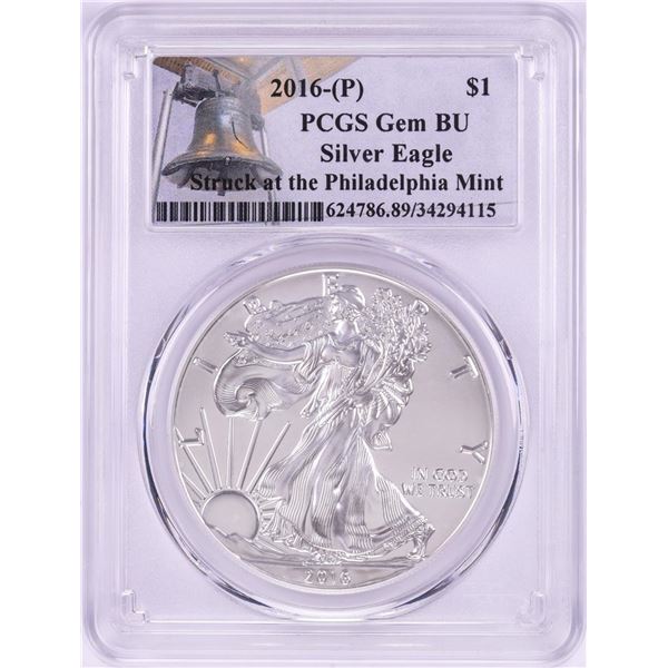 2016-P $1 American Silver Eagle Coin PCGS Gem BU Struck at the Philadelphia Mint