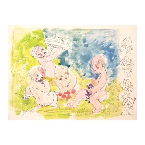 Ensrud "Cherubs" Original Mixed Media on Board