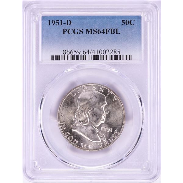 1951-D Franklin Half Dollar Coin PCGS MS64FBL