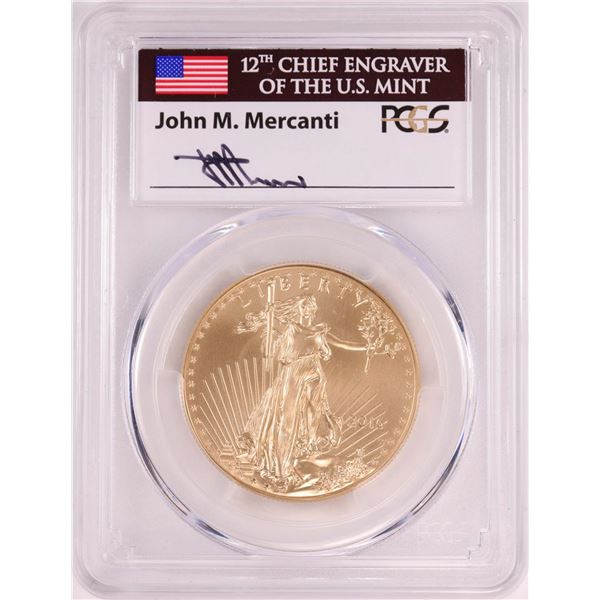2016-W $50 Burnished American Gold Eagle Coin PCGS SP70 John Mercanti Signature