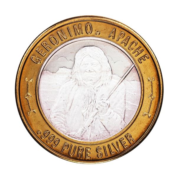 .999 Silver Geronimo Apache $10 Casino Limited Native American Series Gaming Token