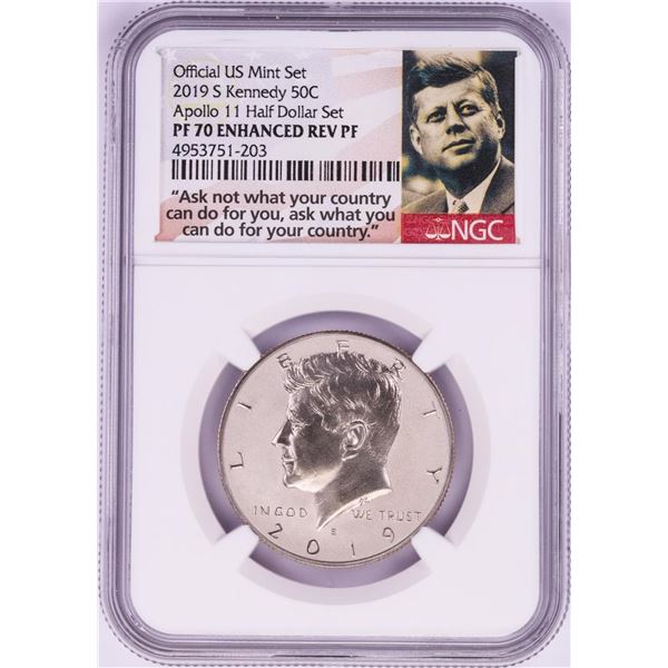 2019-S Reverse Proof Kennedy Half Dollar Coin NGC PF70 Enhanced Rev PF