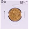 Image 1 : 1847 $5 Liberty Head Half Eagle Gold Coin