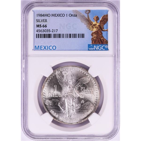 1984Mo Mexico 1 Onza Libertad Silver Coin NGC MS66