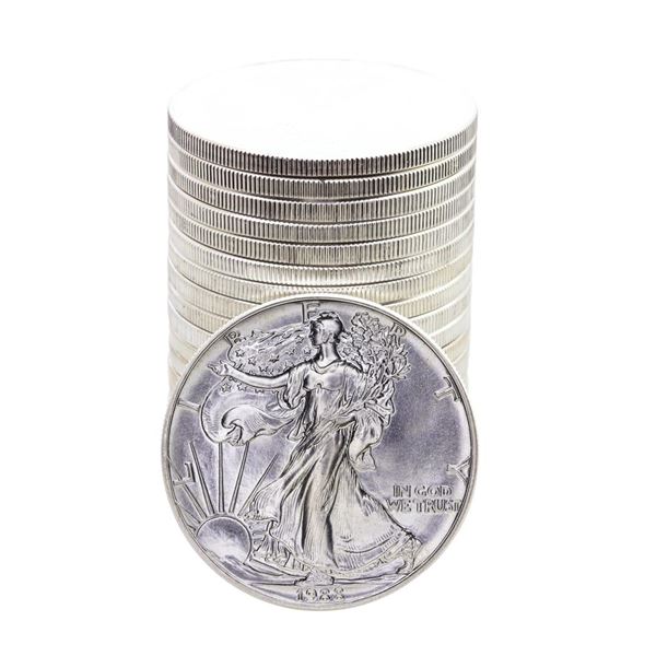 Roll of (20) Brilliant Uncirculated 1988 $1 American Silver Eagle Coins