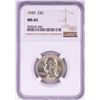 Image 1 : 1939 Washington Quarter Coin NGC MS65