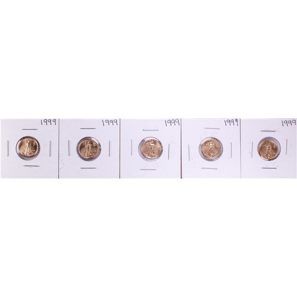 Lot of (5) 1999 $5 American Gold Eagle Coins