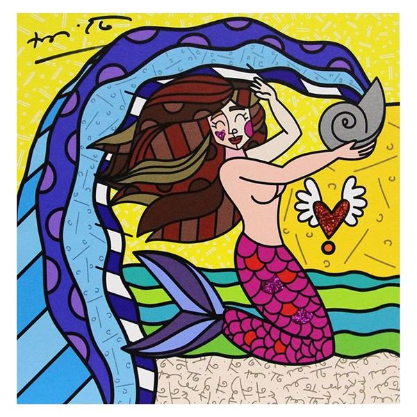 Romero Britto "Aquarius White" Limited Edition Giclee on Canvas