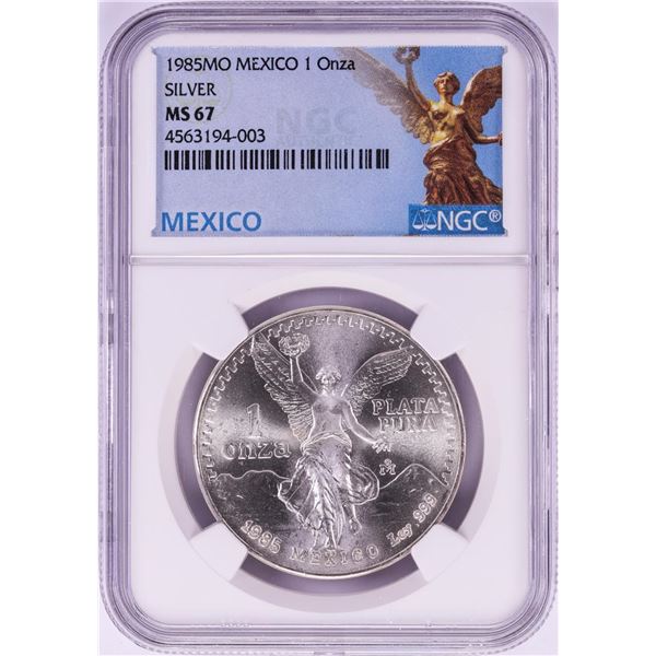 1985Mo Mexico 1 Onza Libertad Silver Coin NGC MS67